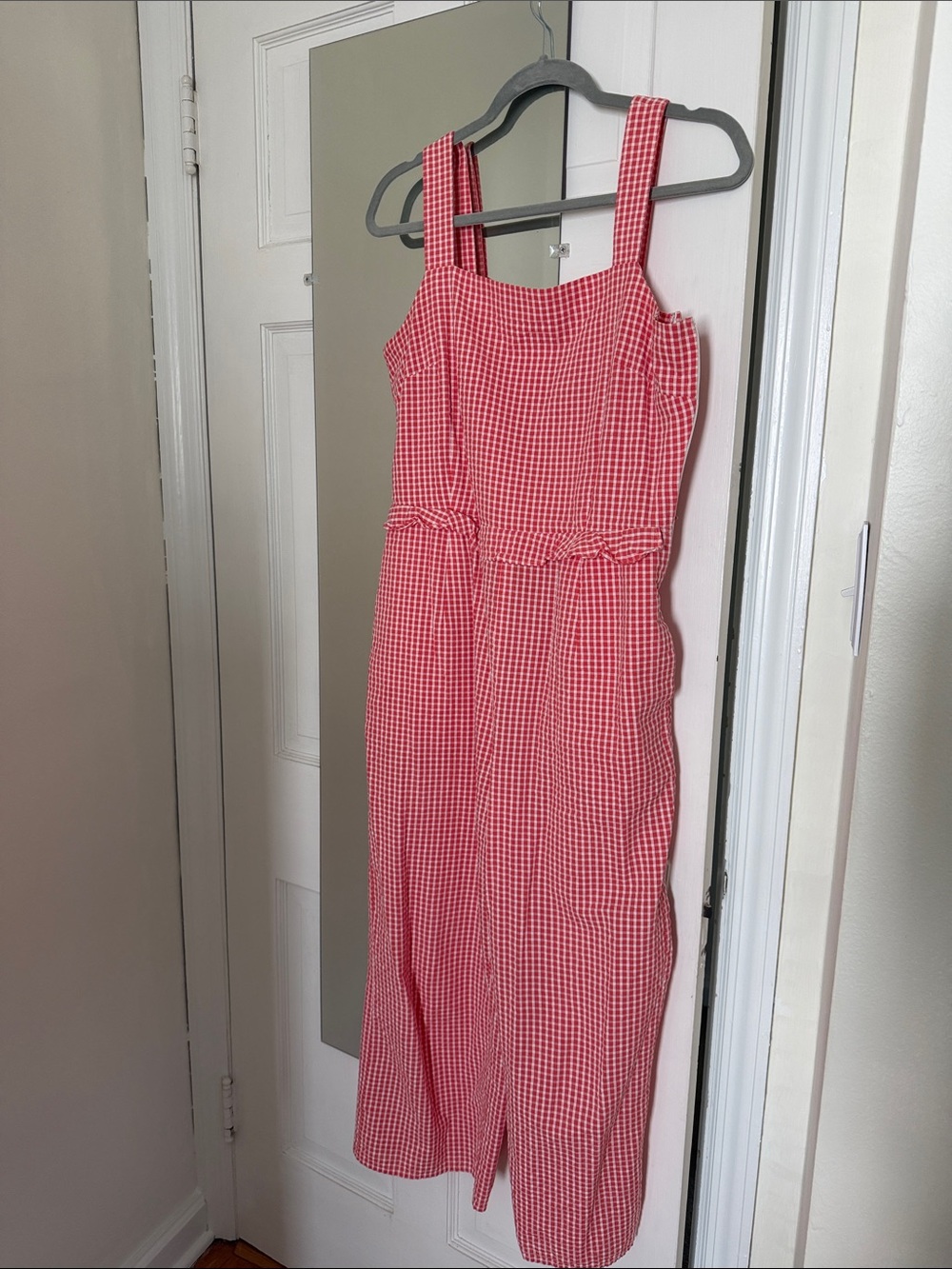 Gal Meets Glam Red and White Gingham Logan Jumpsuit